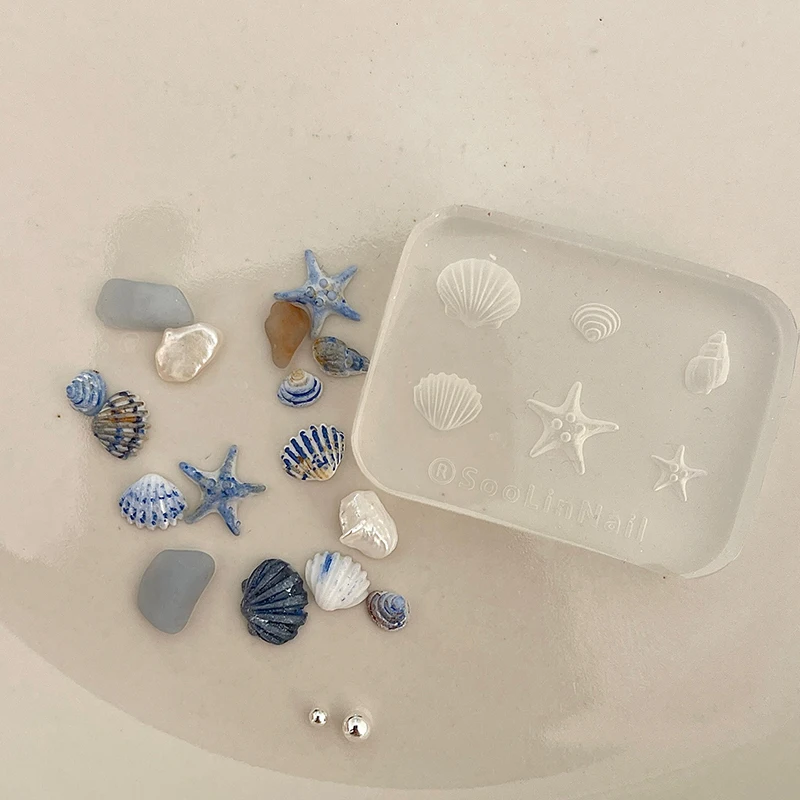 

1pcs Sea Starfish Shell Rose 3D Acrylic Nail Mold Nail Decorations DIY Silicone Nail Stamping Plates Nail