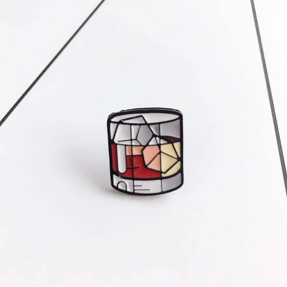 

Delicious Drink Badge Pin Strong Wine Whisky Lapel Pin Brooches Pin Lapel Brooch Enamel Pin Whisky with Ice Cube Brooches