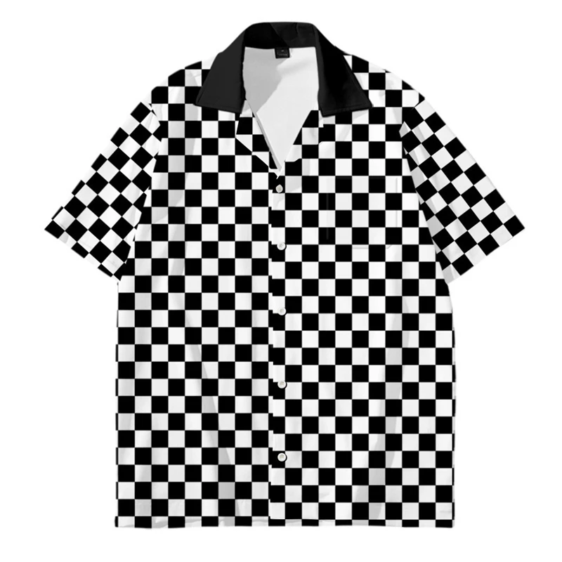 Mens Designer Clothes Black and White Dot Print Shirts Oversized Summer Travel Hawaii Beach Hawaiian Harajuku Camisa Masculino