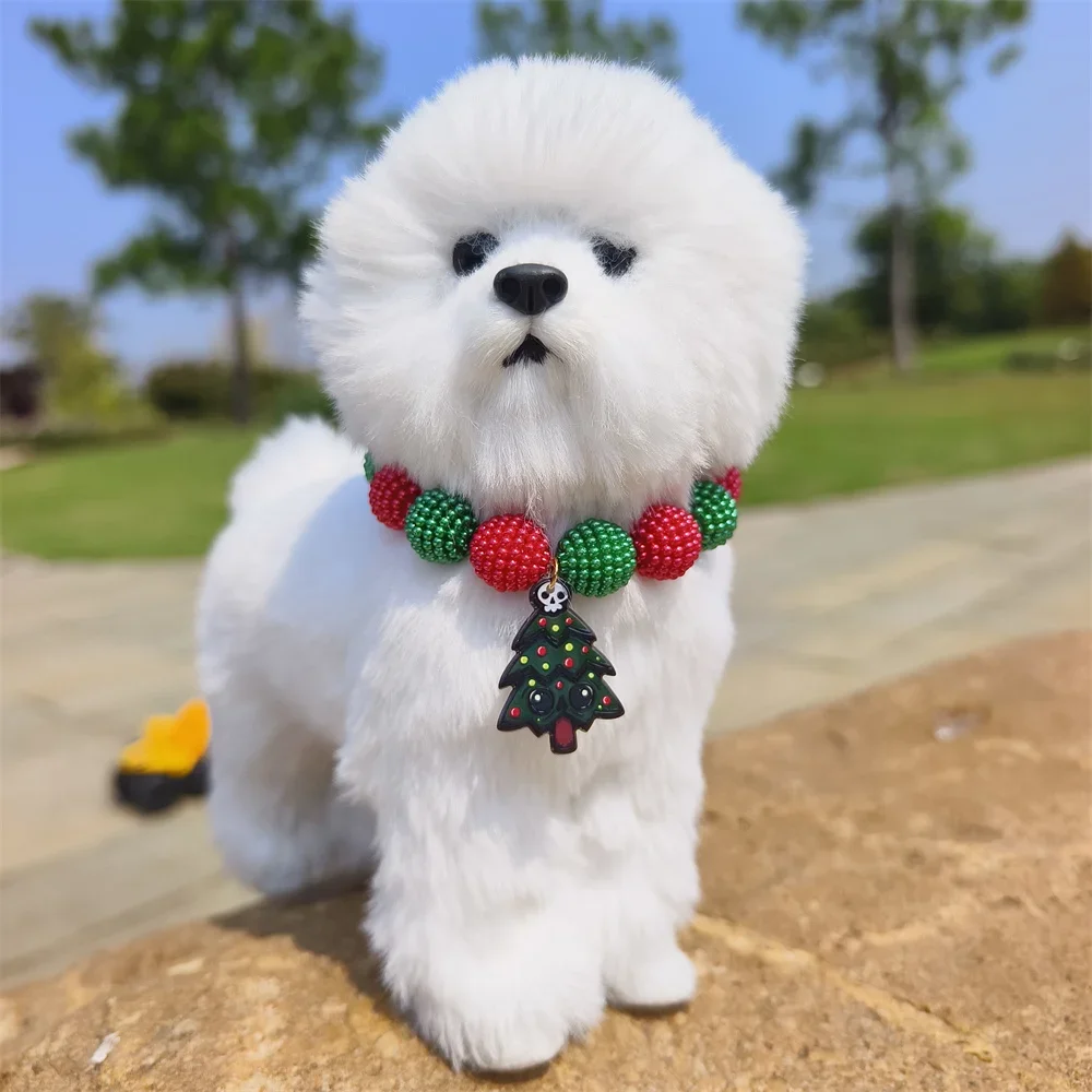 1pc Fashion Christmas Halloween Personalized Yangmei Ball Pearl Pet Collar Handmake Dog Necklace Jewelry for Cat Dog Party