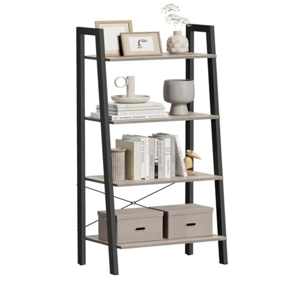 

BARNET Collection - Ladder Shelf, Bookshelf, Storage Rack, Modern Bookcase for Living Room Home Office Kitchen, Steel Frame, 4-