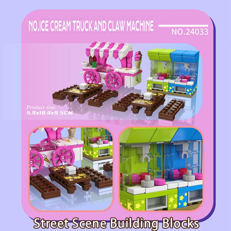

Mini Street Scene Building Blocks Model Stall Vending Machine Small Particle Assembling Ornaments MOC Technical Bricks DIY Gifts