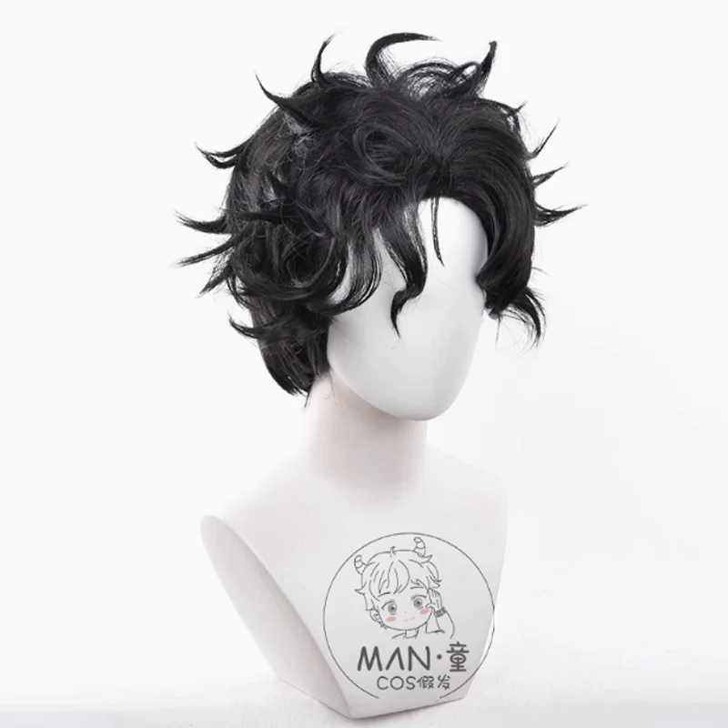 Ken Takakura peruka do cosplay Anime Dandadan Okarun peruka 30cm krótkie czarne kręcone żaroodporne syntetyczne peruki do włosów + czapka z peruką