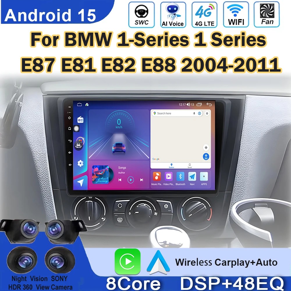 

CarPlay Android Auto Car Radio For BMW 1-Series 1 Series E87 E81 E82 E88 2004-2011 GPS Navigation Multimedia Video Player 2 din