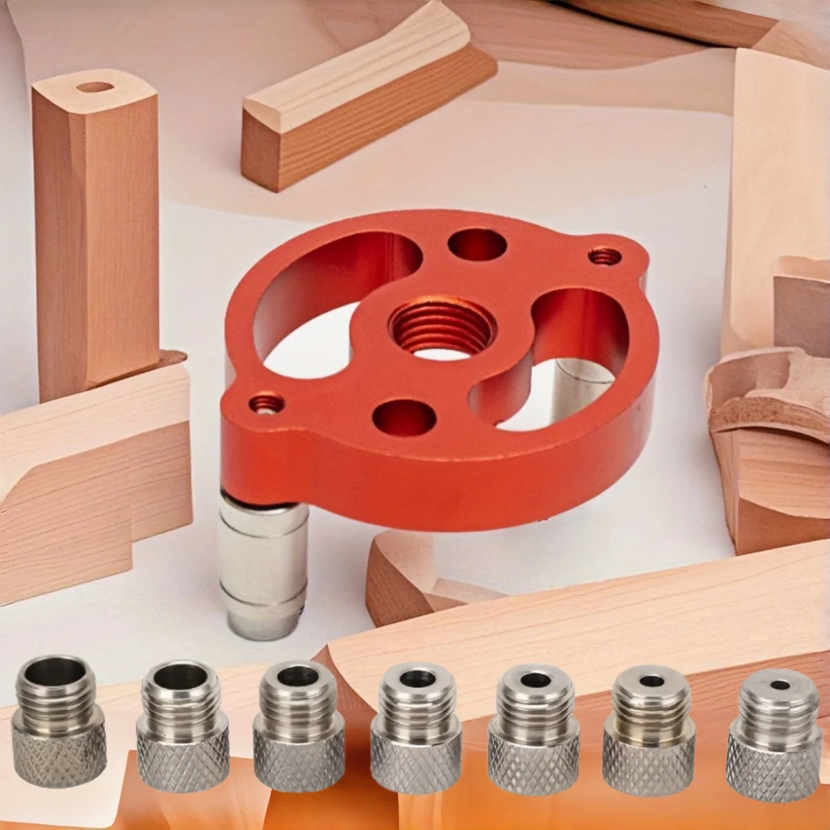 Self Centering Dowel Jig Aluminum Alloy 3-10mm Drill Guide Steel Bushings Adjustable Locator for Wood Joint Hole Punching