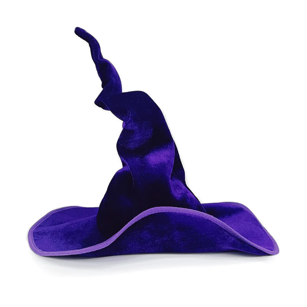 قبعة الساحرة الأرجوانية غريب الأطوار قبعة الساحرة السوداء الملتوية قبعة الساحرة الفاخرة لقضاء عطلة الطرف تحت عنوان تأثيري #3