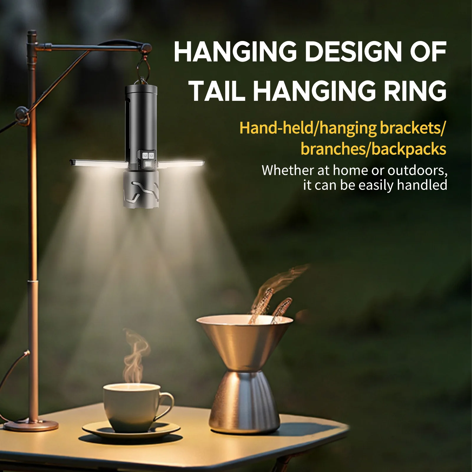 

Светодиодный фонарик Перезаряжаемый небольшой фонарик для кемпинга 5500 мАч с быстрой зарядкой цифрового дисплея с боковым освещением и кронштейном