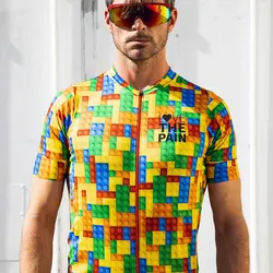 Love The Pain Man Cycling Jerseys Lego Pattern Maillot Summer Breathable Short Sleeve Sports Cycling Kit Ciclismo