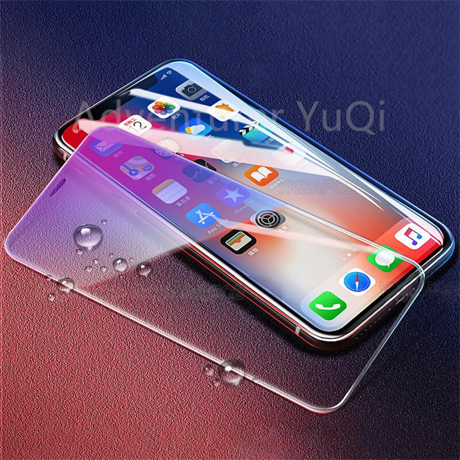 1-3Pcs Anti Blue Ray Purpel Tempered Glass for iPhone 16 15 14 13 12 Mini 11 Pro X XR XS MAX Plus 16E 7 8 Screen Protector Film