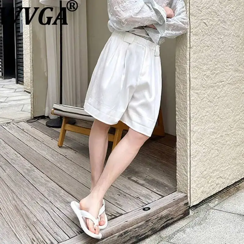 

WVGA Summer New Men Tide High Street Trendy Buttoned Design Cropped Shorts Niche Chic Casual Straight Loose Pants Ins Y2K W23697