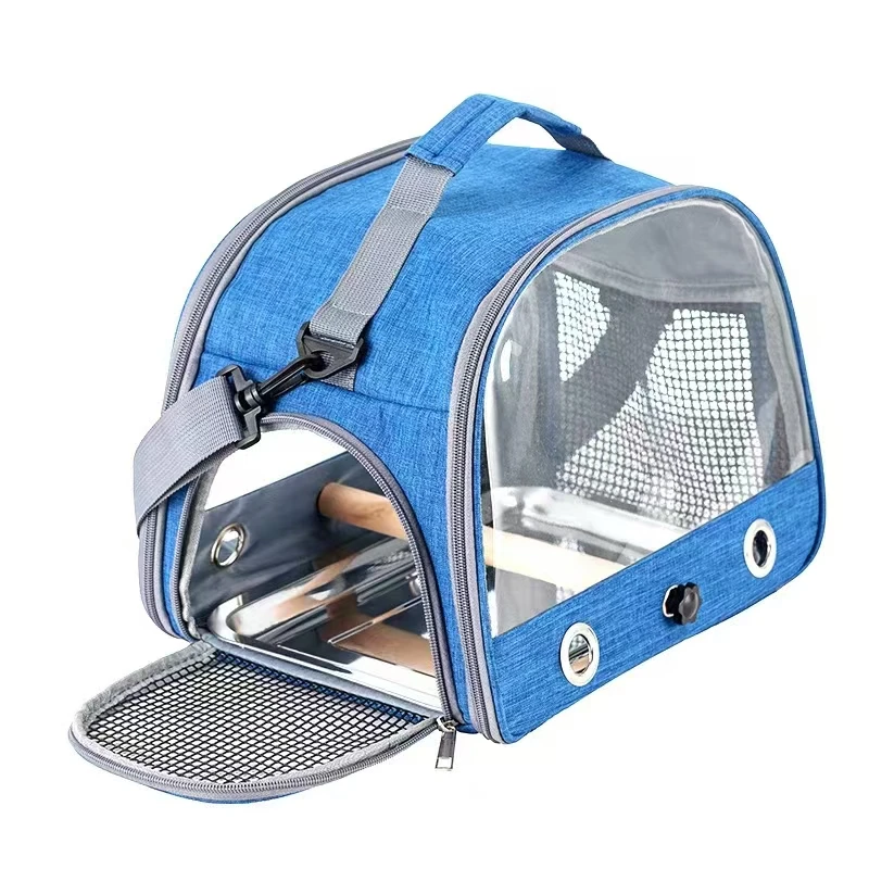 Portable Pet Backpack Travel Transport Bag with Transparent Side Foldable Carrier for Small Pets Rats Rabbits Parakeets B