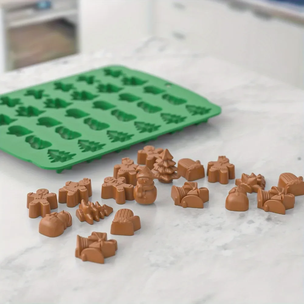 Christmas Silicone Chocolate Mold Gingerbread Man Xmas Tree Snowman Gloves Gummy Candly Mould Kitchen Party DIY Baking Tool view 6