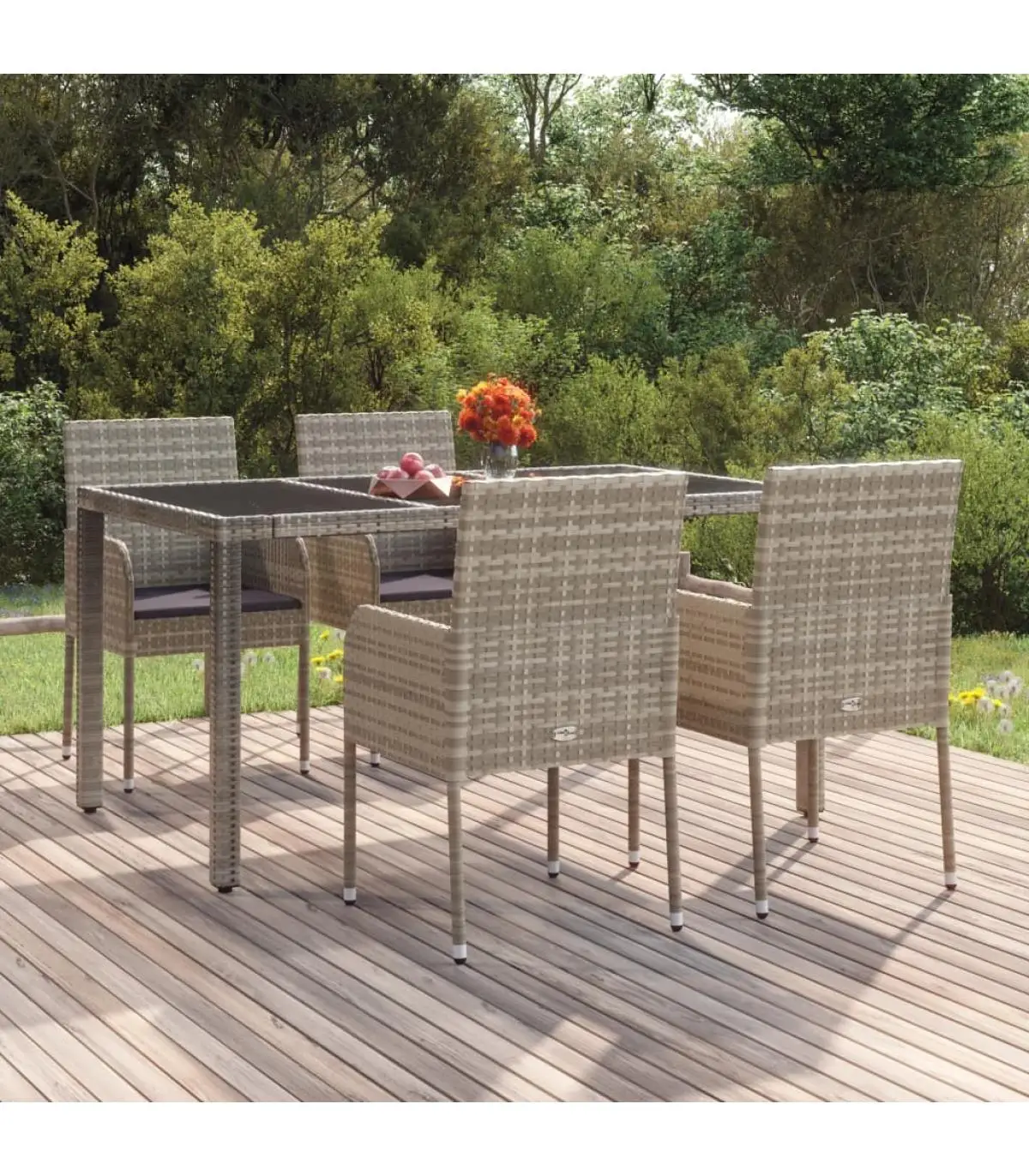 Garden chairs garden chairs with cushions 4 PCs gray synthetic rattan