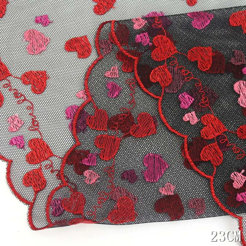 

1lot/30Yds Heart Black Mesh Embroidered Lace Fabric Dress Sewing Trimmings Supplies Trim Garment Accessories High Quality