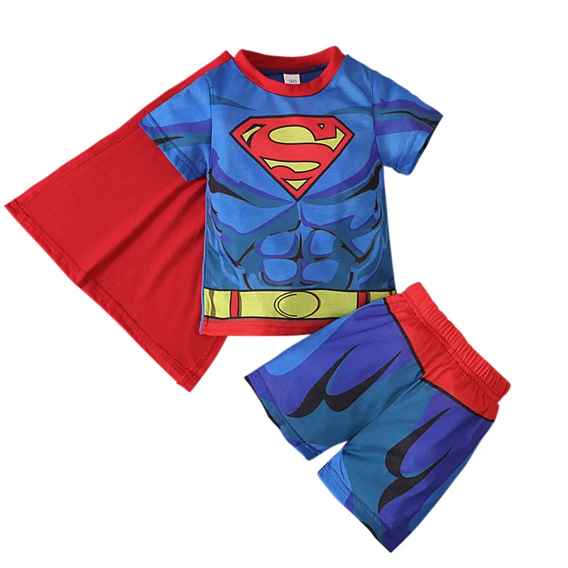 2 Pieces Boys Spiderman Pyjamas Set Child Sleepwear Short Sleeve T Shirt Shorts Kids Superhero Nightwear Pajamas Sets