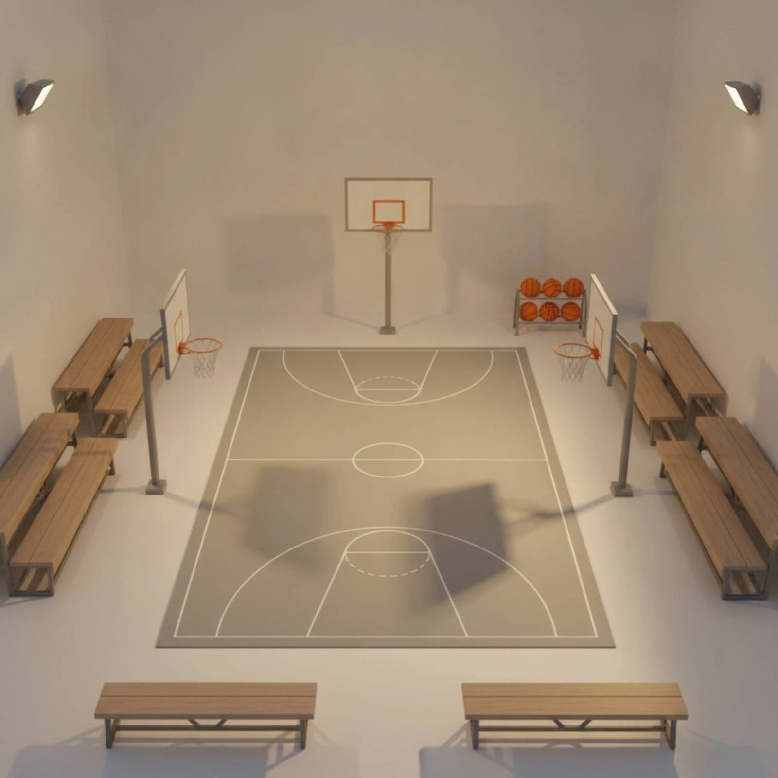 HO Scale Basketball Court Compact Basketball Court with Hoops Model for Hobbyists, Dioramas, Architectural Displays