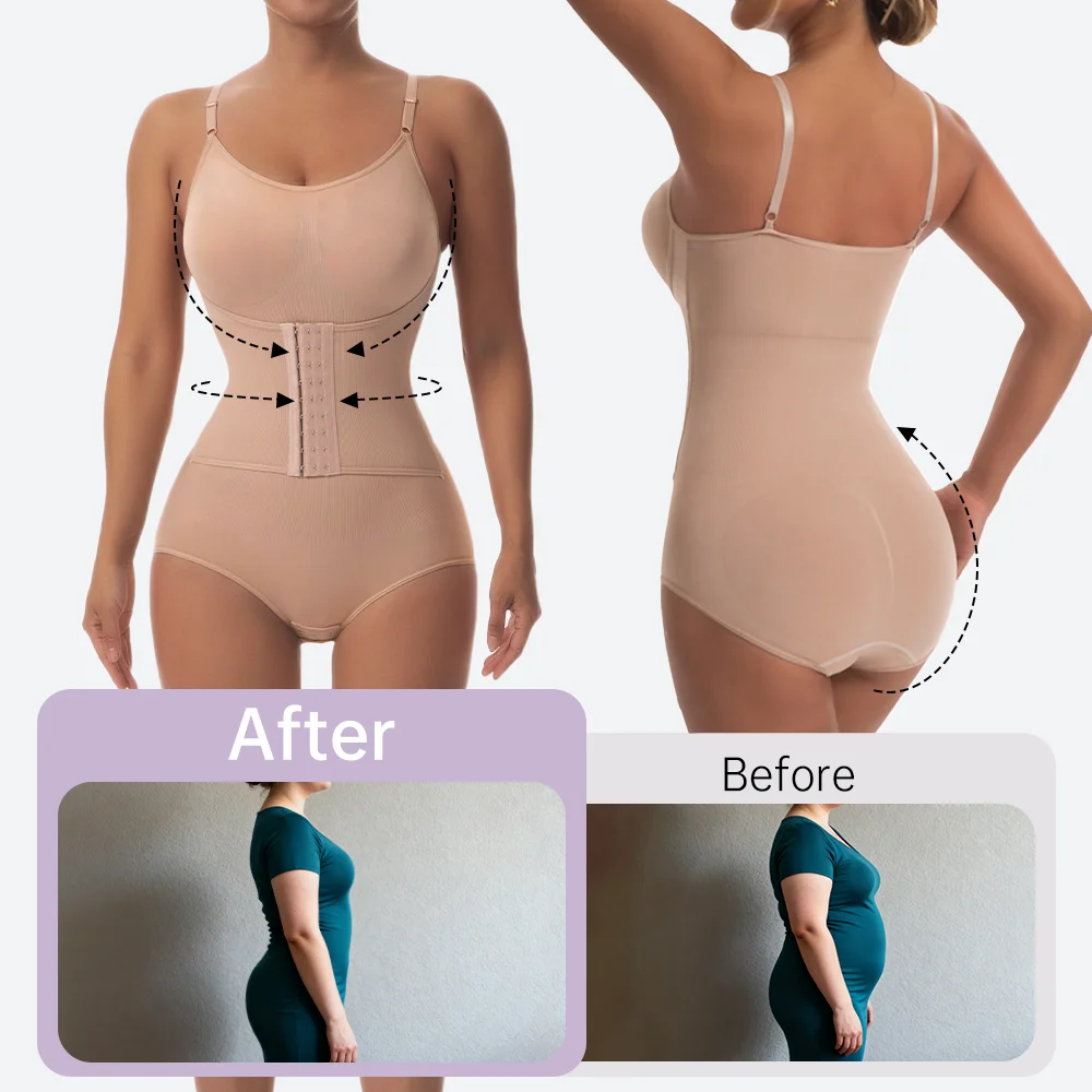 Women Button-Down Belt Bodysui - Shapewear Bodysuit Firm 评论和价格