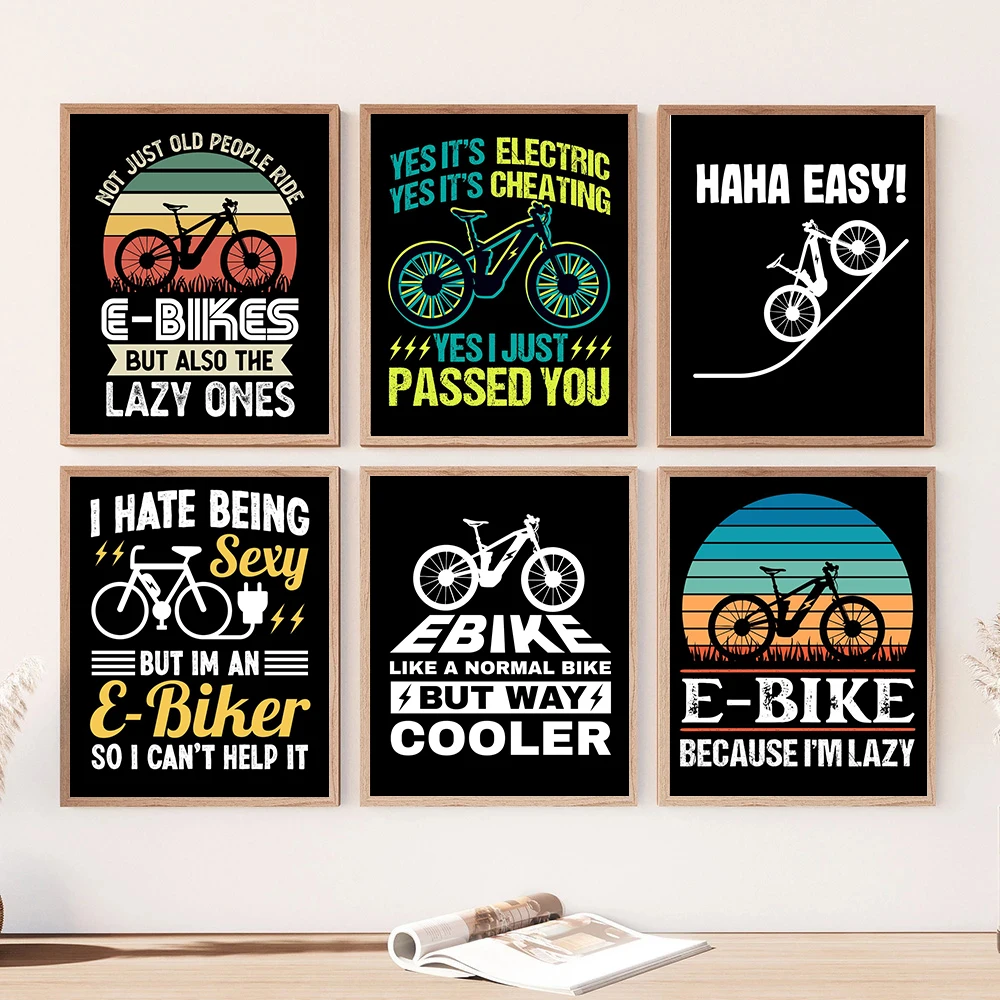 Interesting Promotional Quotes for Electric Bicycles Posters and Prints Canvas Painting Wall Art Picture  Home Decor