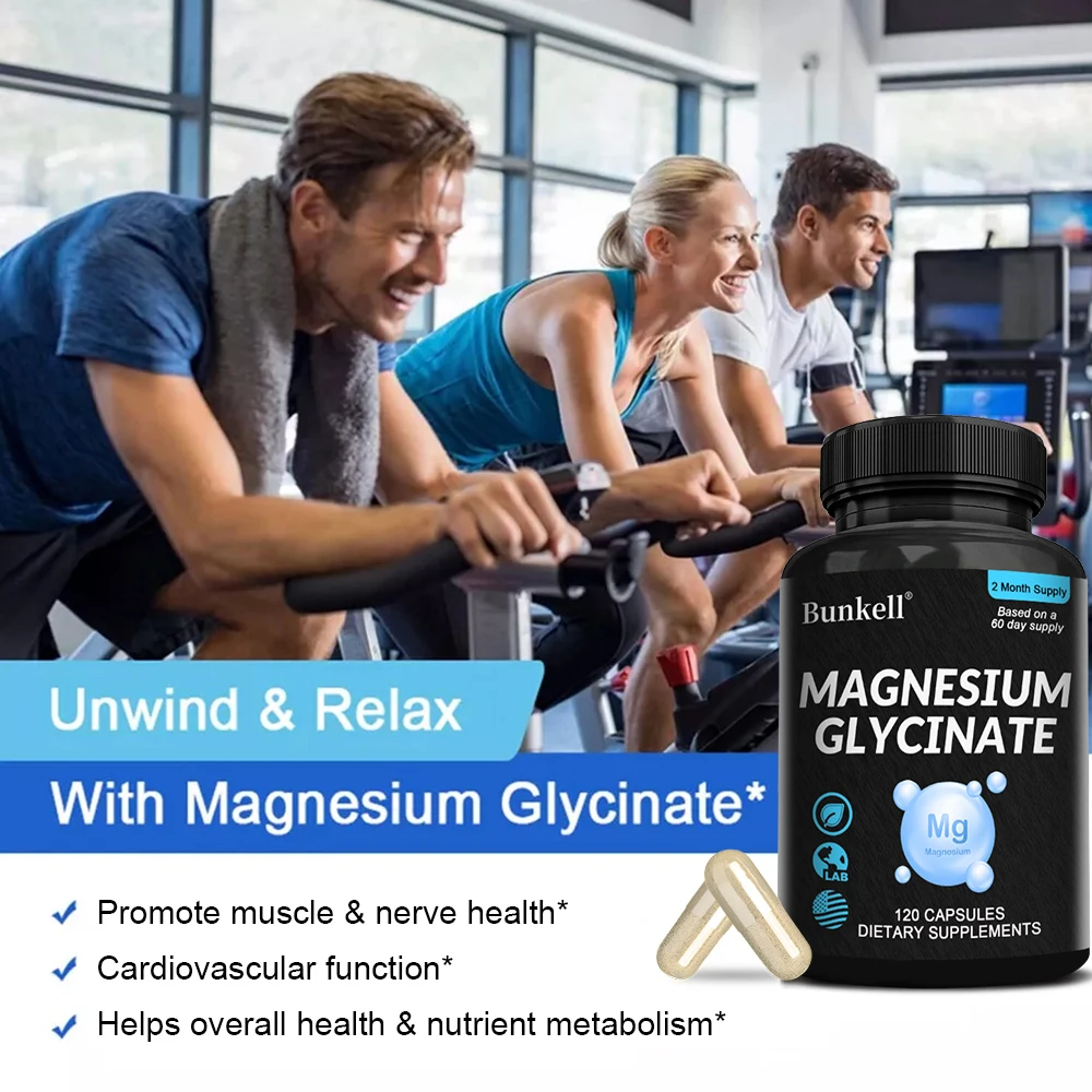 Magnesium Glycinate - Supports Nerve, Muscle, Bone and Heart Health, Helps with Stress, Sleep Quality Support, Muscles Recovery