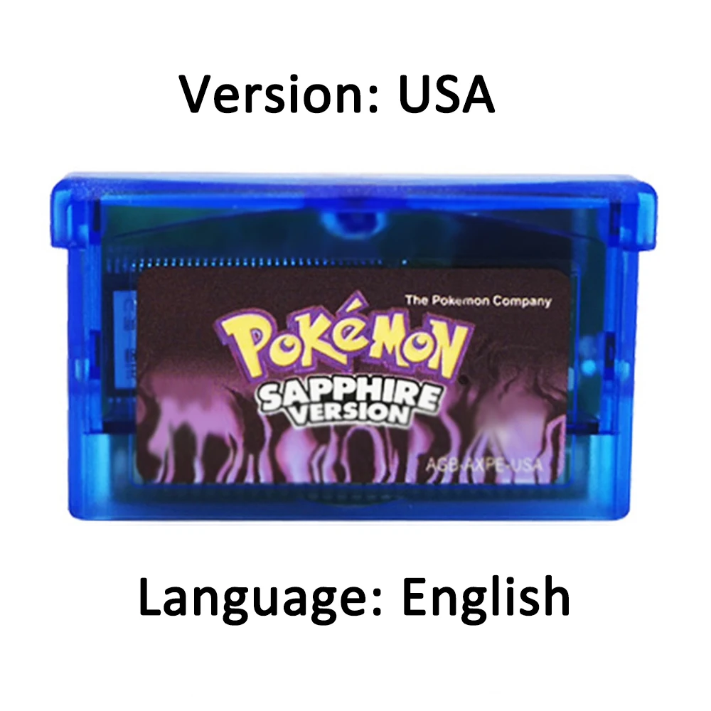 Pokemon Series GBA Game 32-Bit Video Game Cartridge Console Card Ruby FireRed Sapphire Emerald LeafGreen USA Version for GBA NDS