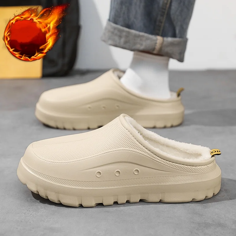 

Мужские хлопковые тапочки на осень и зиму, нескользящие, водонепроницаемые, домашние, дезодорирующие, теплая и бархатная хлопковая обувь.