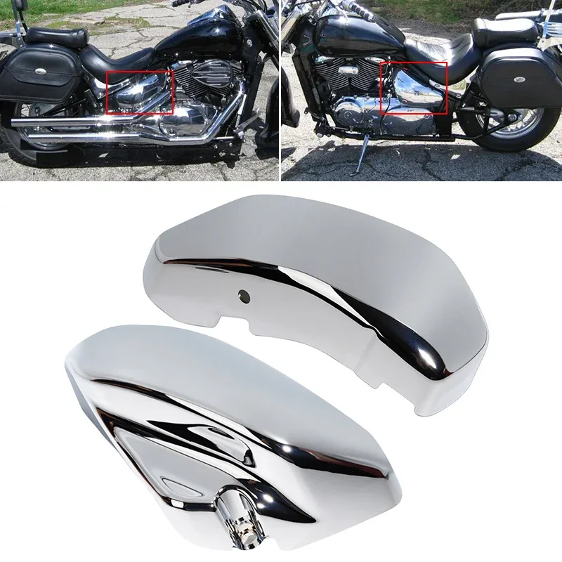 

1 Pair Motorcycle ABS Left & Right Side Battery Cover Fairing Chrome For Suzuki Boulevard Voluisa C50 VL400 VL800 VL 2005-2017