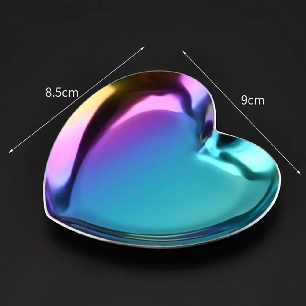 Useful Shiny Large Capacity Heart Shape Storage Organizer Multifunctional Desktop Holder Smooth Surface Tea Tray for Home