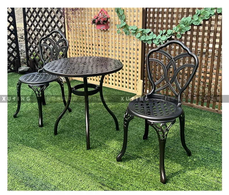 Outdoor furniture cast aluminum tables and chairs balcony courtyard garden sunscreen and waterproof coffee table combination