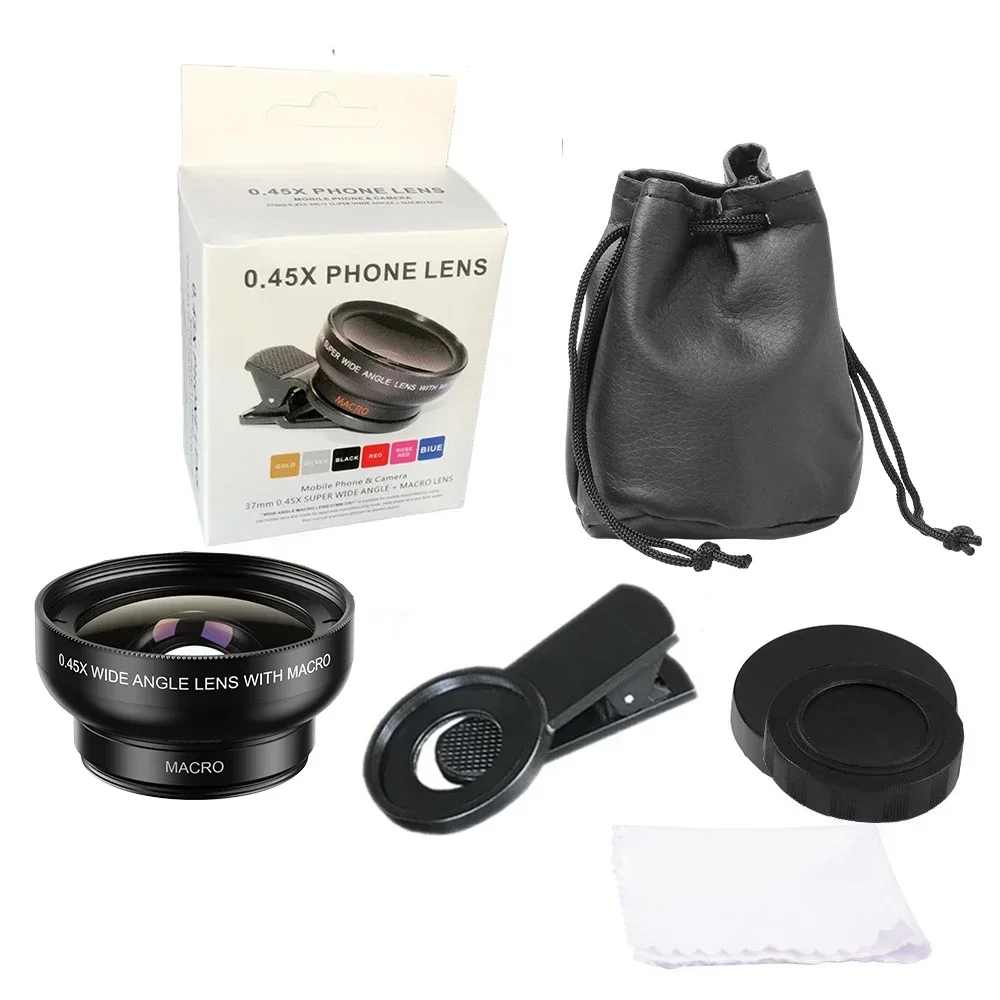 2 وظيفة عدسة الهاتف المحمول 0.45X زاوية واسعة لين و 12.5X ماكرو HD عدسة الكاميرا العالمية للهاتف آيفون أندرويد