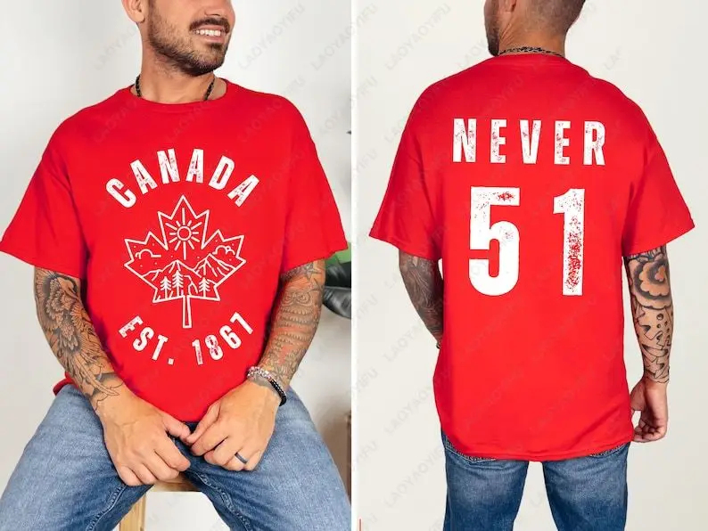NEVER 51 Canadian Hockey Shirt Canada Est 1867 Theme Two-sided Printed T Shirts Men Women Retro Trend Cool Street Cotton Tees