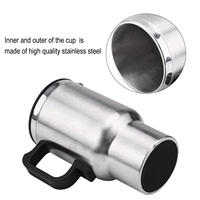 450ml Electric In-car Travel Heating Cup by Cigarette Lighter Plug Stainless Steel Travel Electric Kettle 12V Heated Thermos Mug