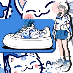 Amy and Michael Kawaii Anime Cartoon Shoes Lovely Girls Students Casual Chunky Sneakers Female Women Breathable Canvas Shoes