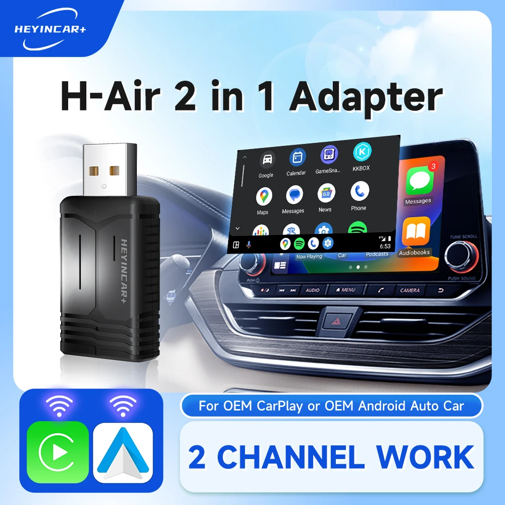 2024 HEYINCAR Wireless CarPlay Android Auto Wireless Adapter For Golf Peugeot volkswagen Ford Suzuki Chevrolet Skoda Mg Audi