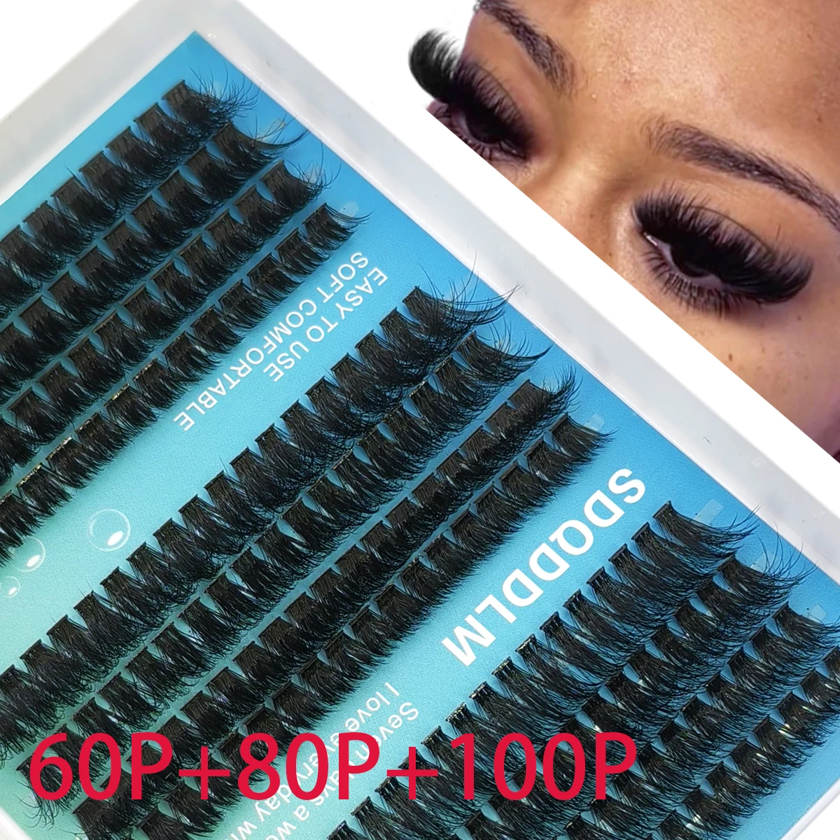 5D Flauschige künstliche Wimpern, 12 Reihen Wimpernbüschel, Wimpernverlängerung, Wispy Cat Eyelashes, Wimpernbüschel mit weichem Band, Make-up