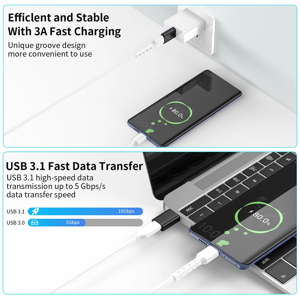 Mini USB3.1 OTG Adapter 10Gbps Data Transfer Fast Charging USB Male/Female To Type C Converter for iphone 15 16 17 Samsung