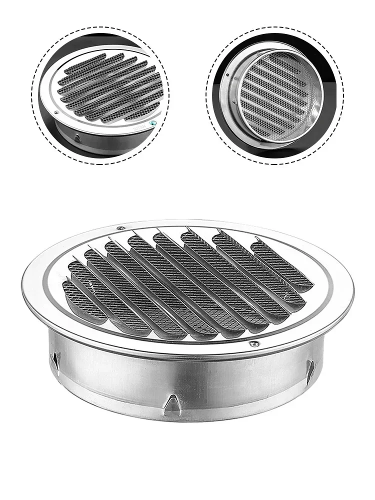 70-300mm Round Stainless Steel Vent Grille Exterior Wall Duct Ventilation Tool Exhaust Grille Cover Cooling Heating Vents Cap