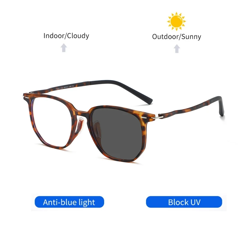 KOCOLIOR Ultralight TR90 Polygonal Anti Blue Light Reading Glasses for Men Women High Quality Photochromic Presbyopia Glasses