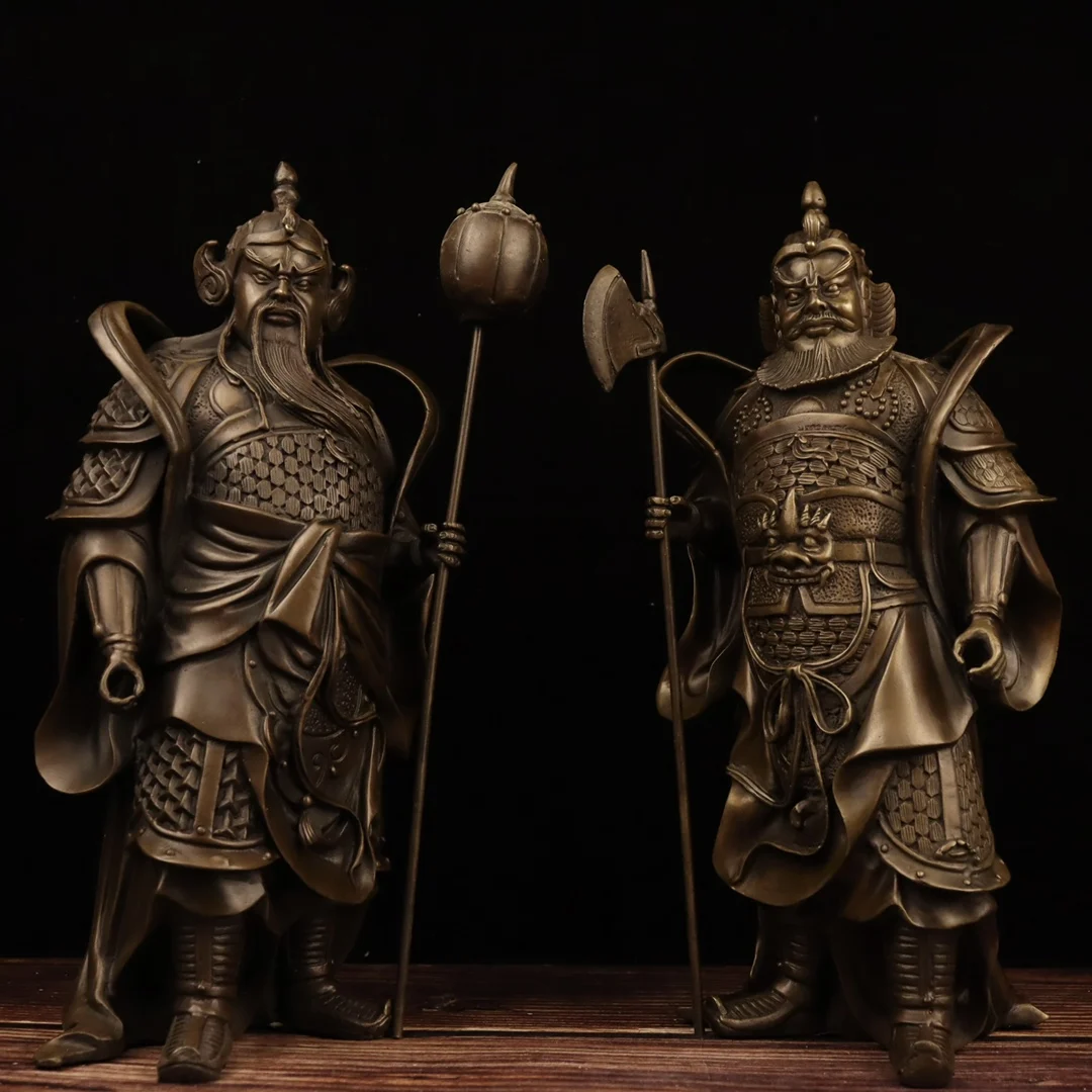 2pcs Bronze Statue Jinggong figure, Buddha statue, door god Qin Qiong, Wei Chi Gong A Pair