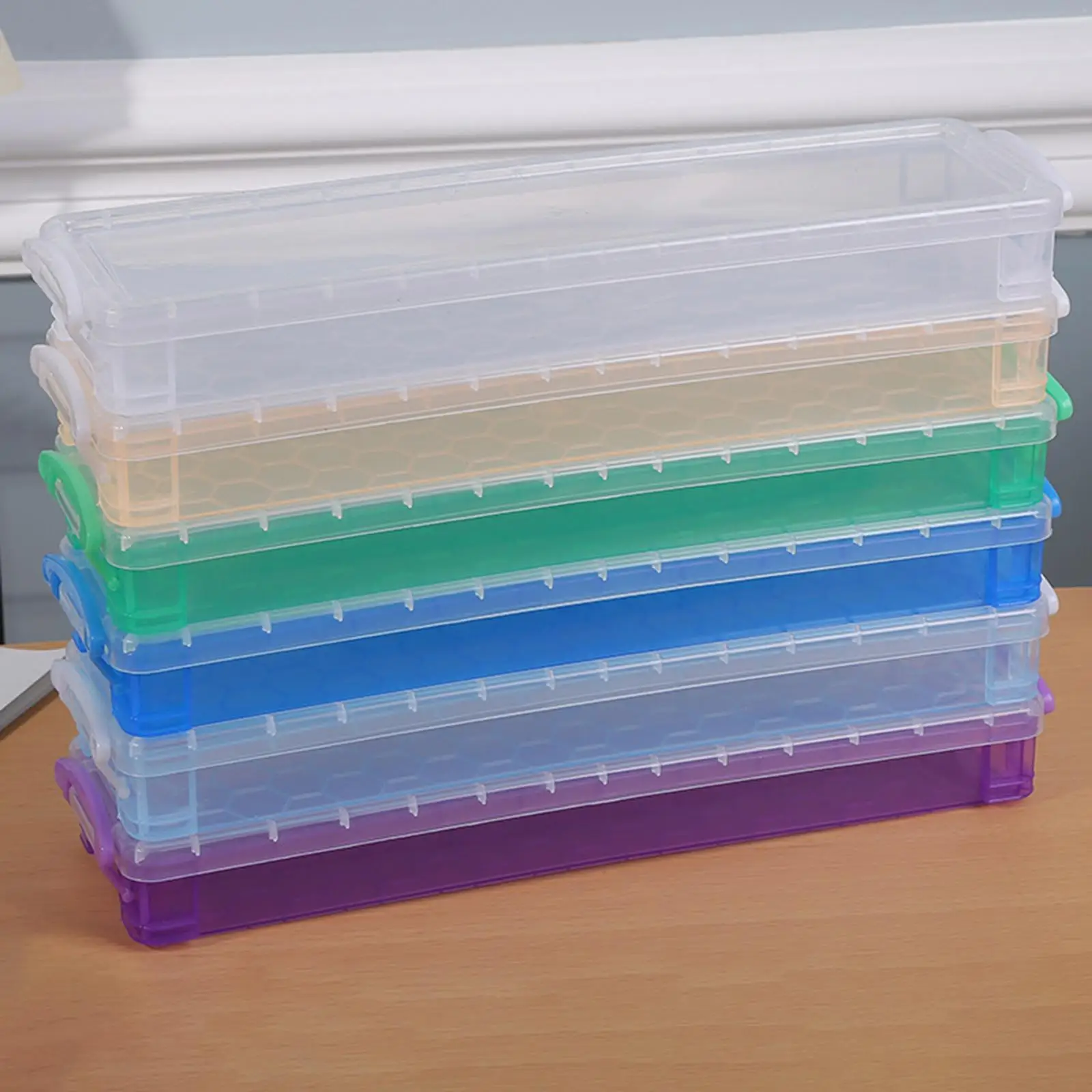 Caja de lápices de plástico, caja de lápices, pincel, pintura, almacenamiento, 5 unidades