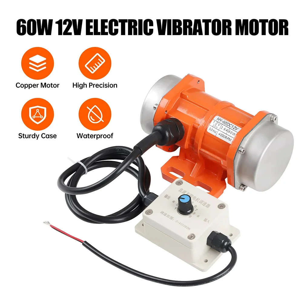 Metal 60W 4000Rpm Electric Vibrator 12V Asynchronous 3PH Vibrator Motor Brushless DC Motor Electric Vibrator Speed ​​Regulator