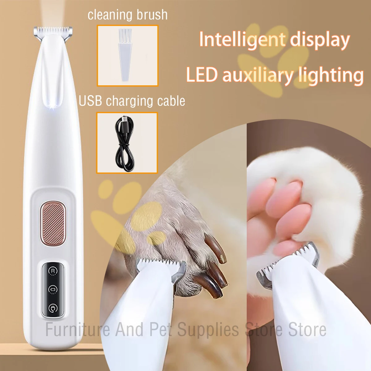 

New Dog Beauty Trimmer Fully Waterproof Dog Trimmer with LED Light Dog Claw Trimmer Cat Claw Hair Trimmer Pet Claw Trimmer