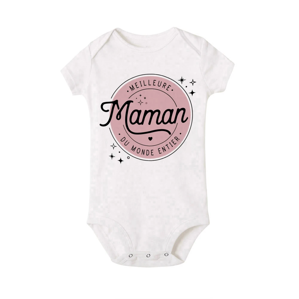 Mama I Love You Forever French Print Baby Bodysuit Newborn Short Sleeve Jumpsuit Infant Mothers Day Mommy Birthday Outfit Romper