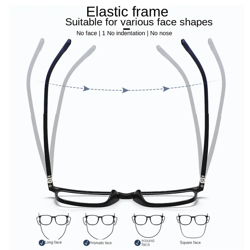 แว่นกันแดดโพลาไรซ์ 6 in 1 สำหรับสายตาสั้น ผู้ชาย ผู้หญิง แบบแม่เหล็กคลิปออน แว่นตา TR90 กรอบใสสำหรับใส่เลนส์สายตา