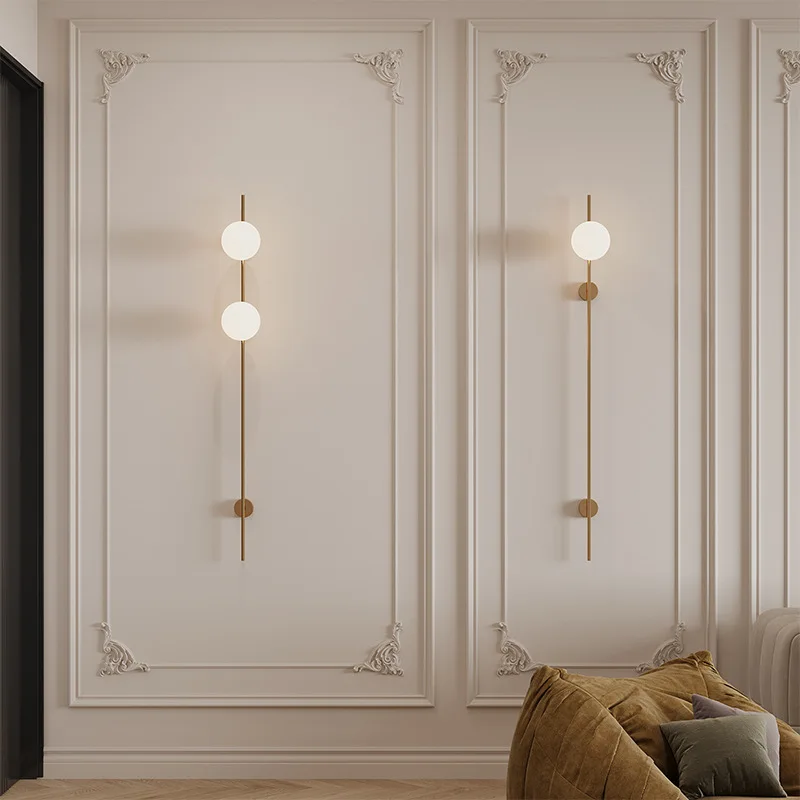 2026 American Long Strip Wall Lamps Bedroom Bedsides Foyer Minimalist Designer Staircase Spherical Decorative Long Pole LED Scon