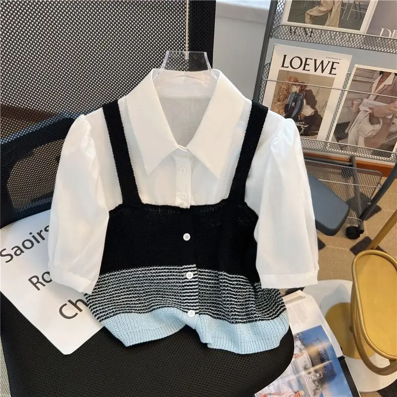 เสื้อโปโลสองชิ้นแบบถักแขนสั้นสำหรับฤดูร้อน