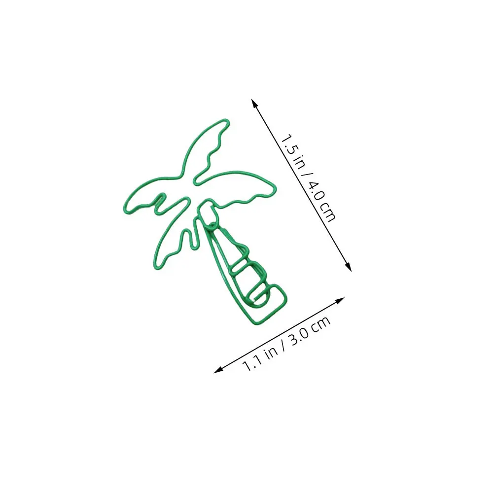 Segnalibro di carta con palma da 20 pezzi Segnalibri in metallo per ufficio scuola Clip di cancelleria a forma di albero carino Pianificatore di cartelli decorativi