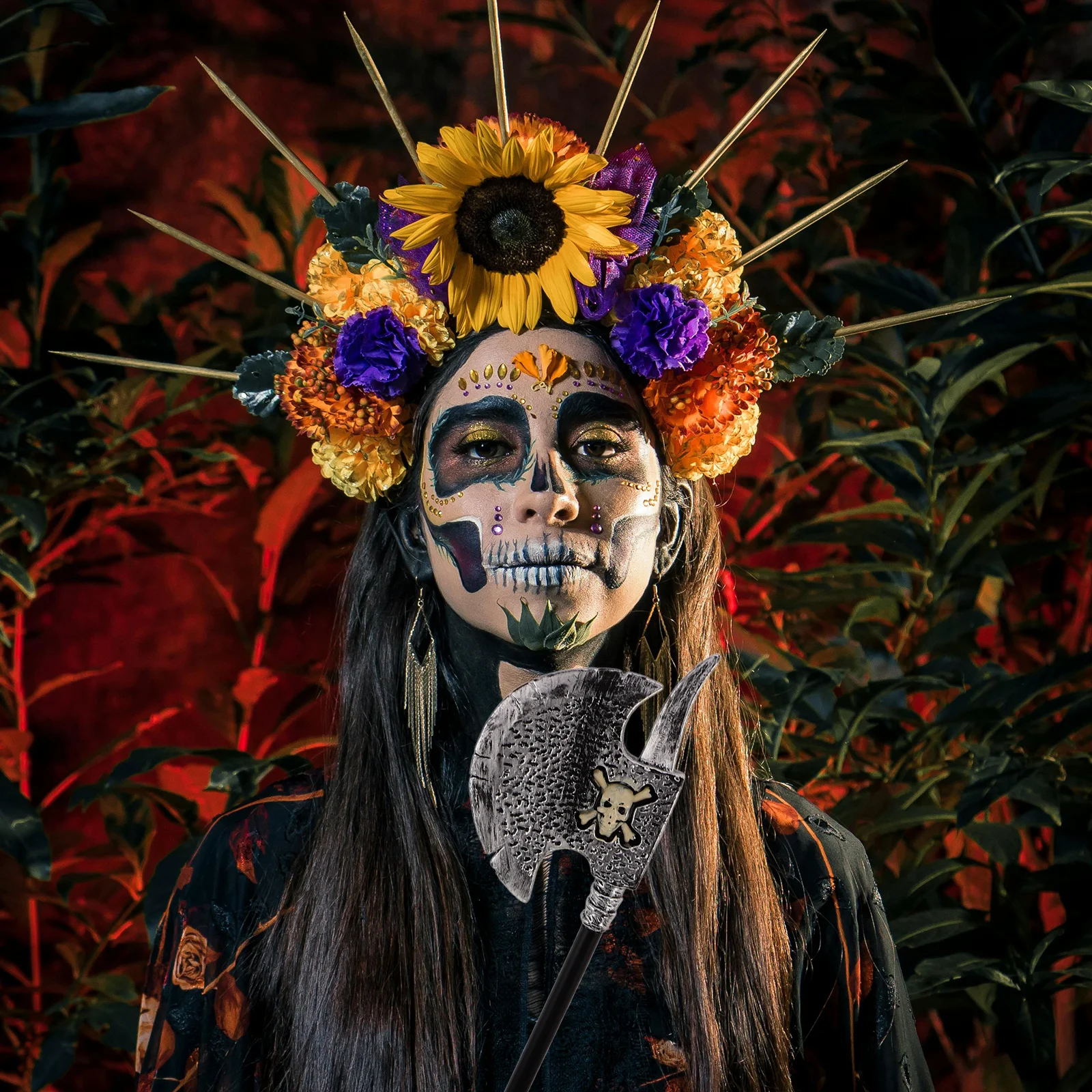 Plastikowa siekiera czaszka na Halloween, rekwizyt, straszny dodatek do kostiumu na imprezę, cosplay, wydarzenia horror, plastikowa siekiera na Halloween