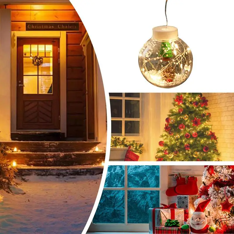 Christmas Ball String Lights Christmas LED Window Decoration Lights Santa Bubble Ball LED String Lights For Indoor Outdoor