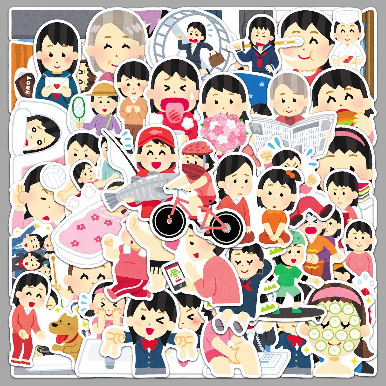 

50PCS Irasutoya Stickers Illustration Graffiti Sticker Funny Cartoon Meme Decoration Laptop Phone Guitar Bike Skateboard