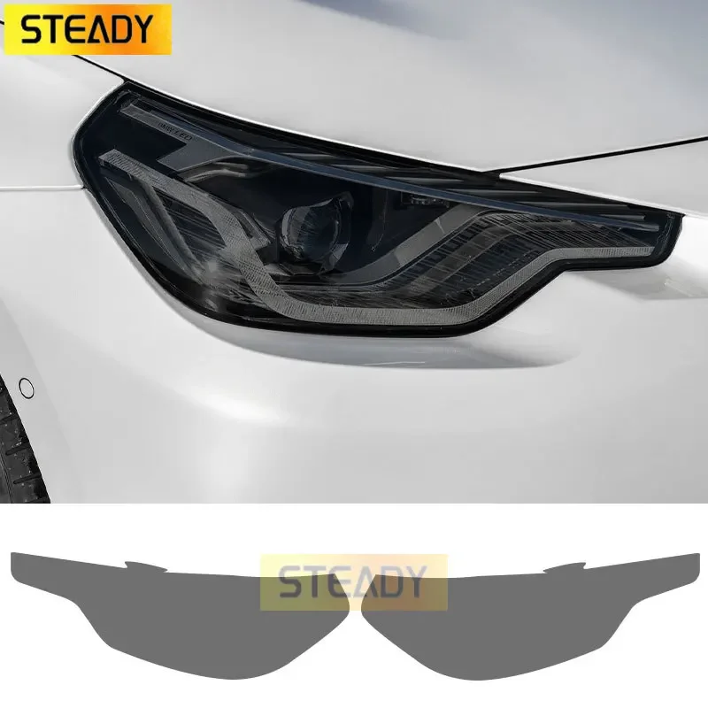 

2 Pcs Car Headlight Protective Film Front Light Transparent Smoke Black TPU Sticker For BMW 2 Series Coupe G42 2022 M240i